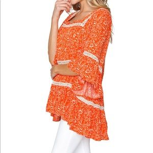 Free People Talk About it Tunic Top Pop Orange